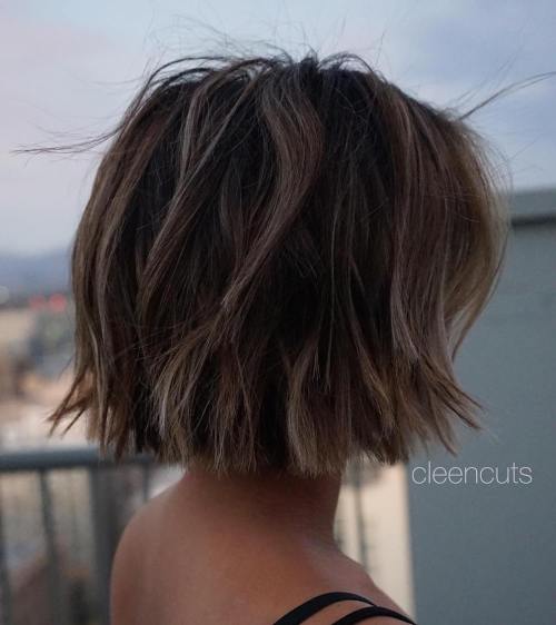 Jaw-Length Choppy Bob With Sun-Kissed Highlights
