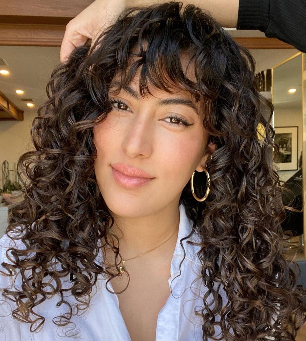 Wavy Bangs with Curled Tips