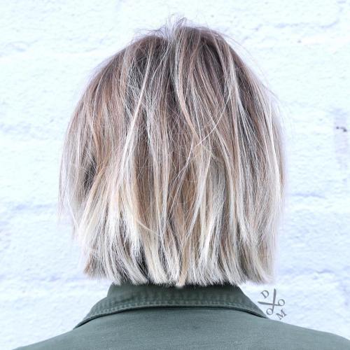 Messy Platinum Balayage Bob