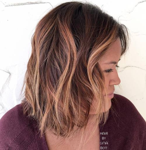 Shaggy Brown Balayage Bob