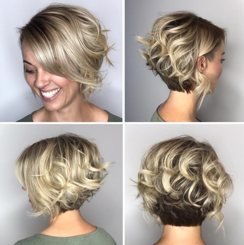 Two-Tone Curly Bob With Nape Undercut