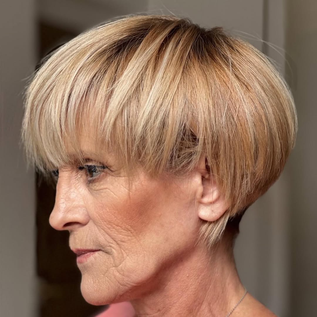 Bowl Cut Hair Style for Women Over 60