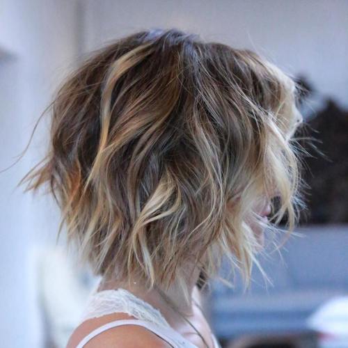 Shaggy Brown Bob With Blonde Balayage