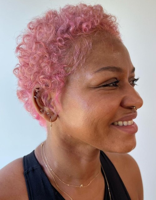 Pastel Pink Pixie for Curly Hair