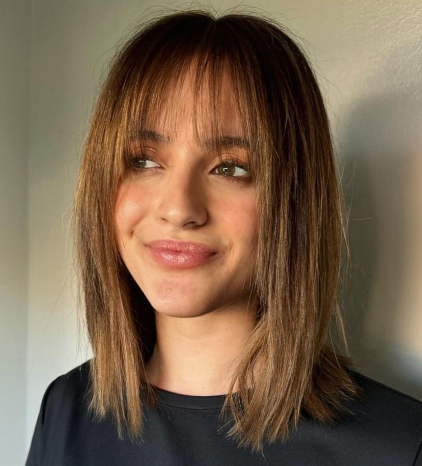 Straight Lob with See-Through Bangs
