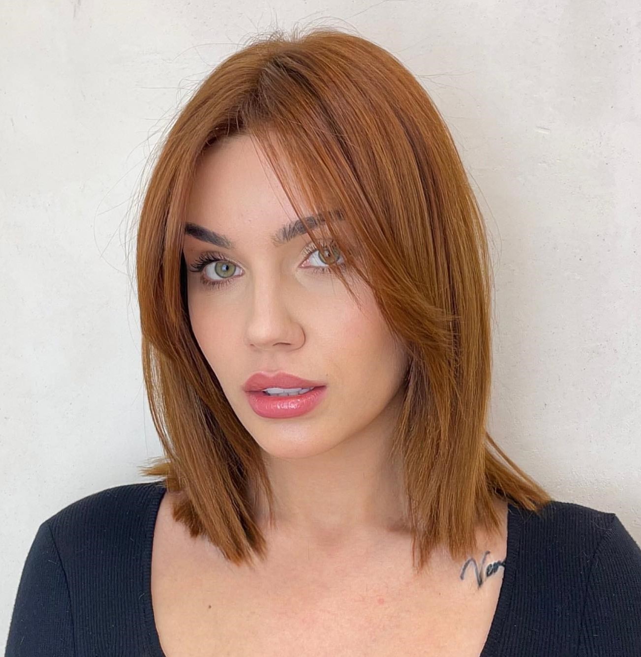 Long Bob with Soft Curtain Bangs on Fine Hair