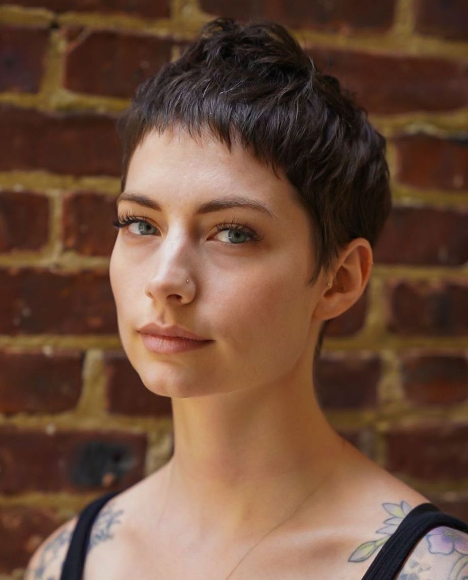 Textured Pixie with Short Choppy Layers Very Short Low Maintenance Pixie with Natural Color