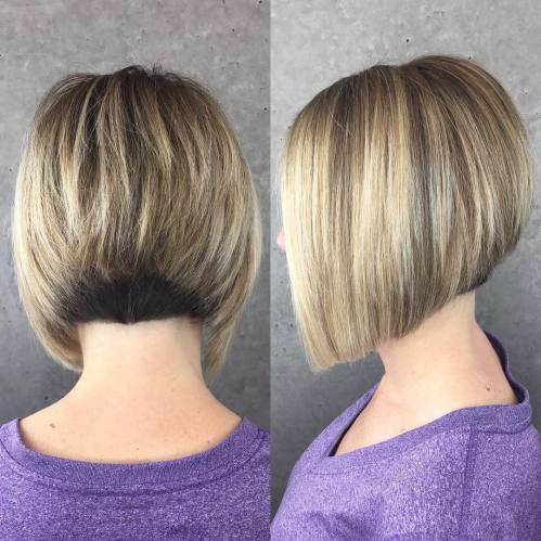 Bronde Stacked Bob With Nape Undercut