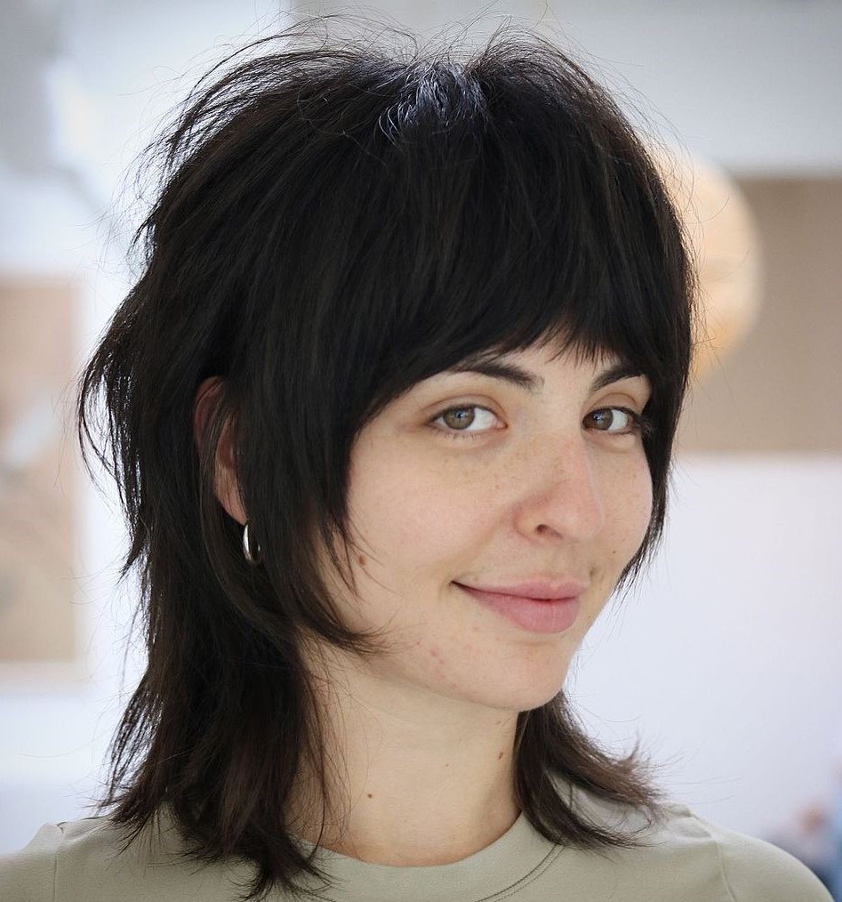 Shaggy Hairstyle with Bangs for Thick Hair