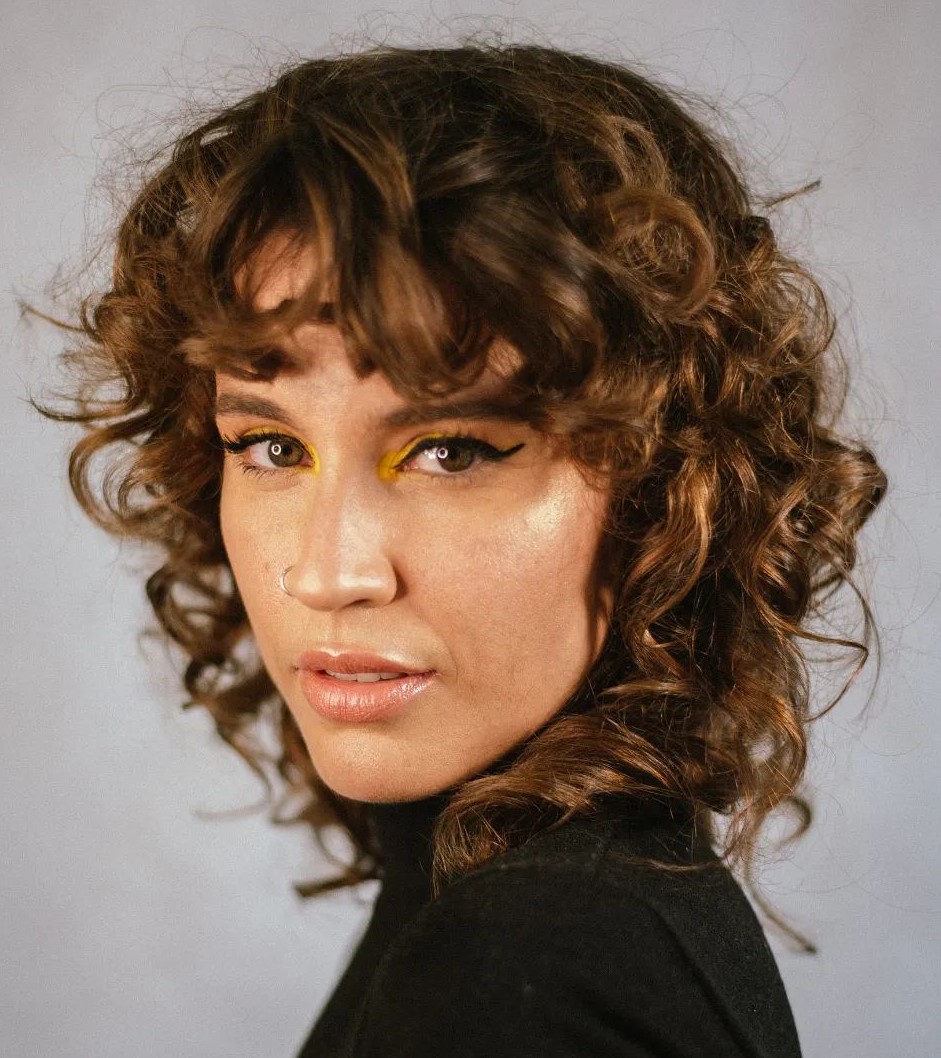 Short Wolf Cut for Chocolate Brown Curly Hair