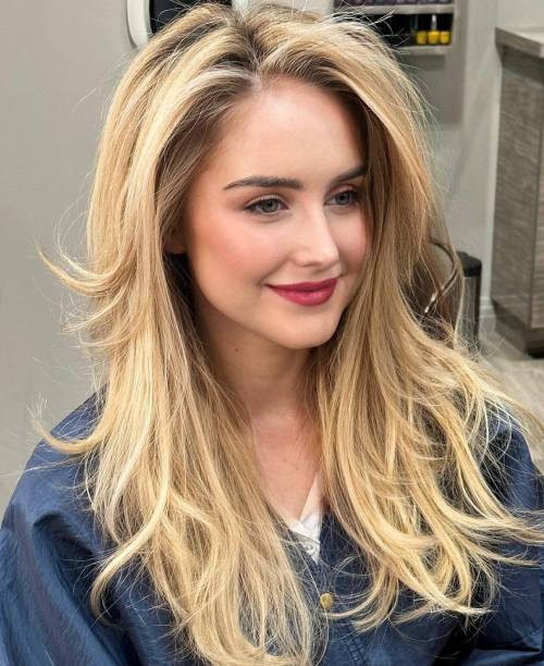 Long Blonde Shag with Lifted Roots