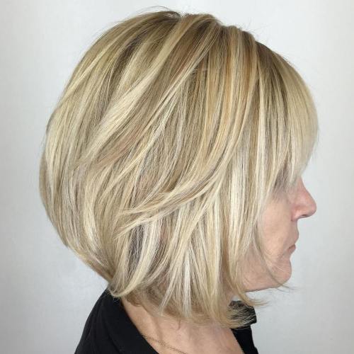 Layered Blonde Bob With Bangs And Highlights