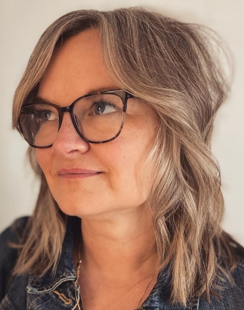 Shoulder Length Cut with Framing Layers for Thin Graying Hair