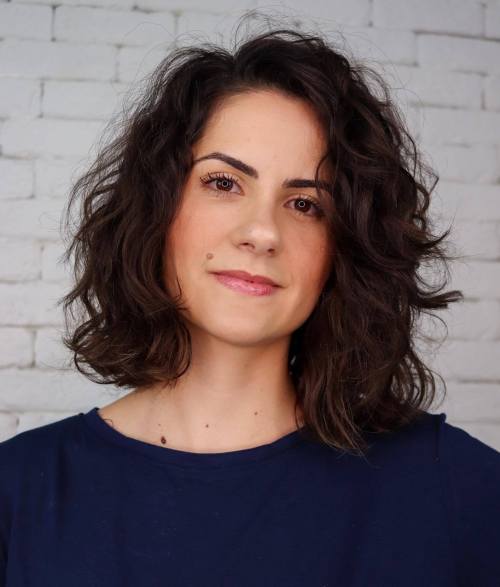 Disheveled Brunette Wavy Bob