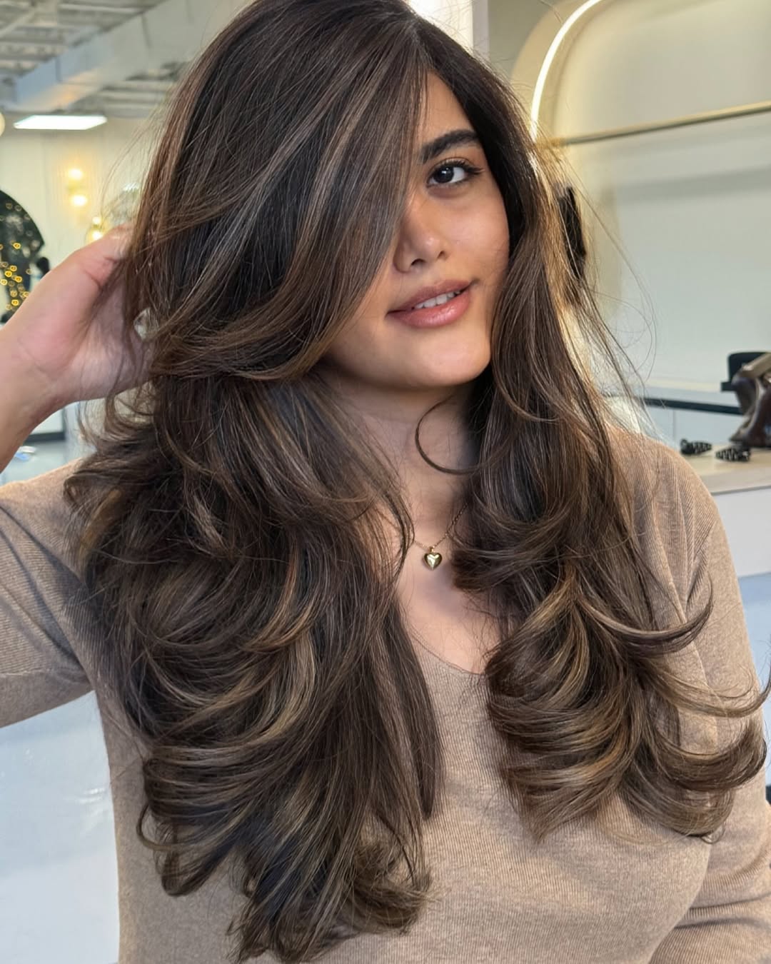 Butterfly Cut with Side-Swept Layers