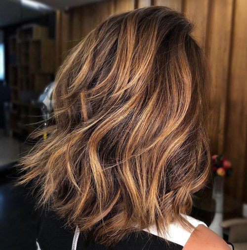 Chocolate And Caramel Choppy Lob