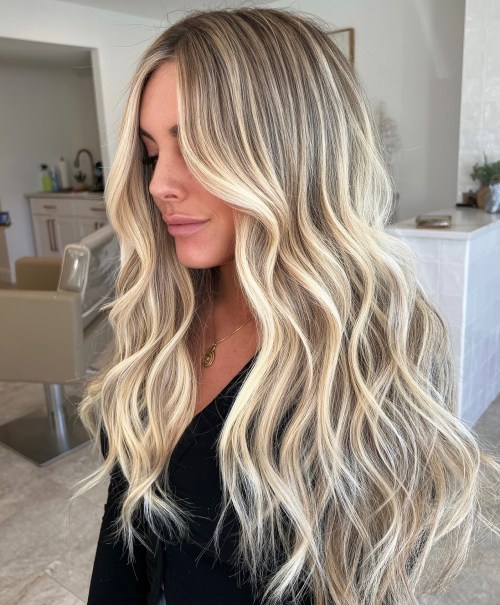 Long Dirty Blonde Hair with Sparkles