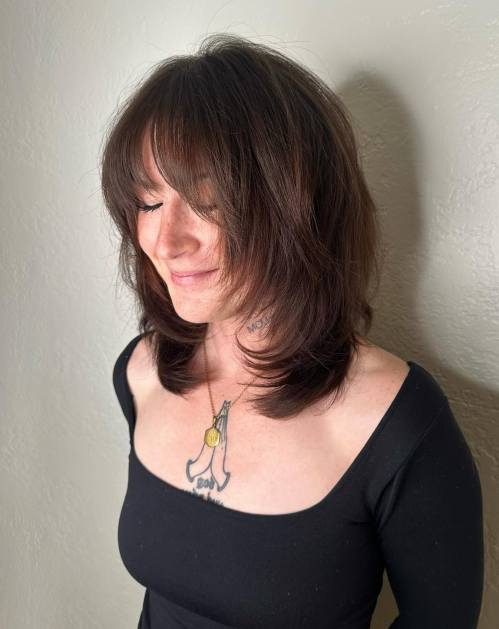 Modern Face Framing Feathered Shag