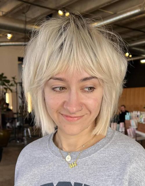 Blonde Shullet with Blunt Bottom