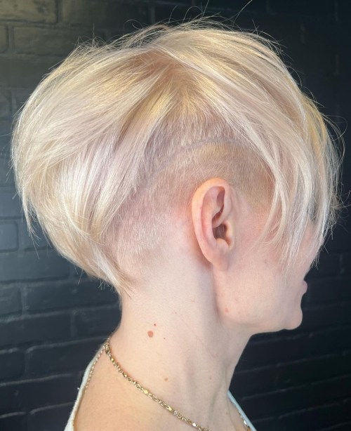 Edgy Undercut for a Blonde Pixie Bob Nape Length Brown Undercut Bob