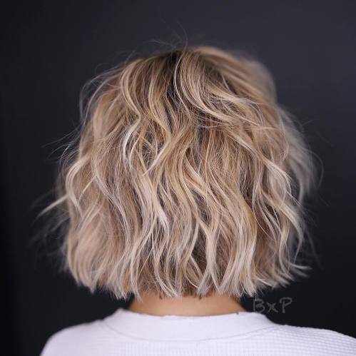One-Length Choppy Wavy Bob