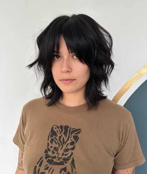 Mid Length Shattered Black Shag