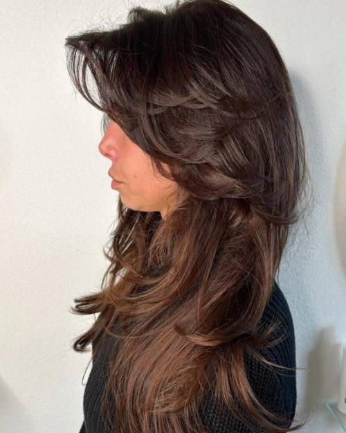 Butterfly Haircut with Feathered Bangs