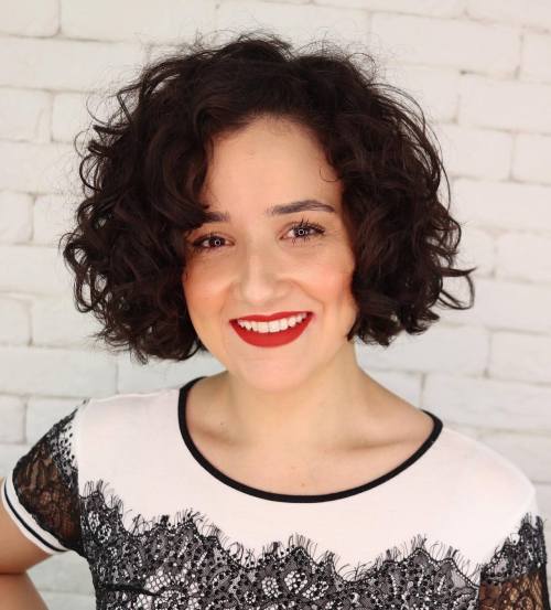 Air-Length Brunette Curly Bob