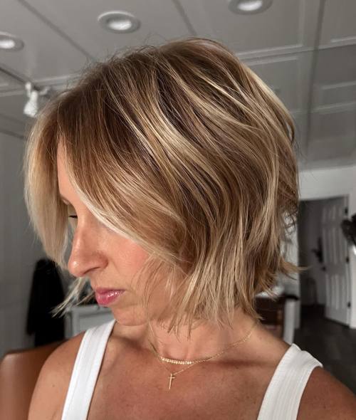 Sun Kissed Bronde Textured Bob Hairstyle