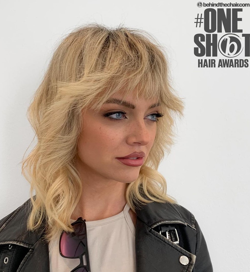Medium Length Blonde Wavy Wolf Cut
