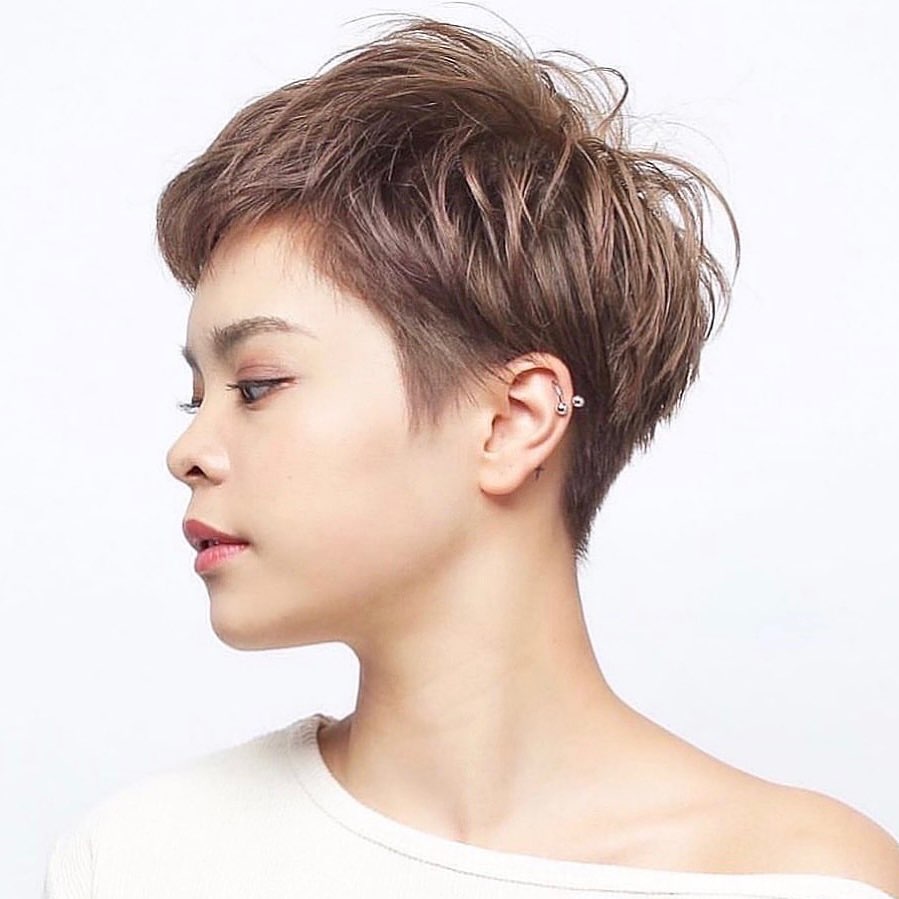 Effortless Pixie Cut with Wispy Layers Rosy Brown Pixie with Wispy Texture for Thin Hair