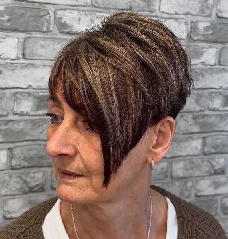 Over Brunette Hairstyle with Highlights