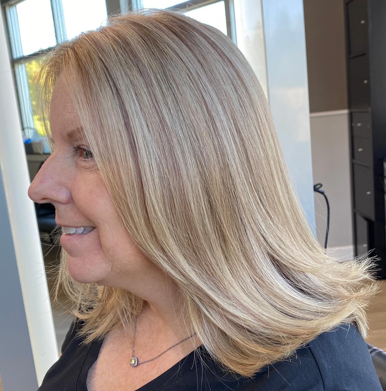 Blonde Medium Hair with Lowlights for Women 50+