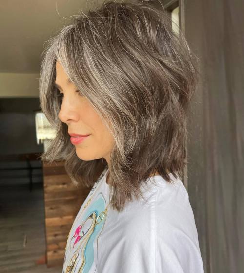 Modern Midi Shag with Gray Blending