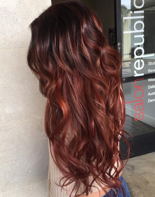 dark brown hair with highlights