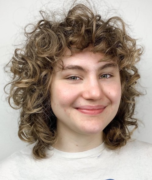 Curly Shag with Highlights