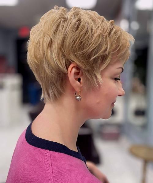 50+ Textured Feathered Blonde Pixie