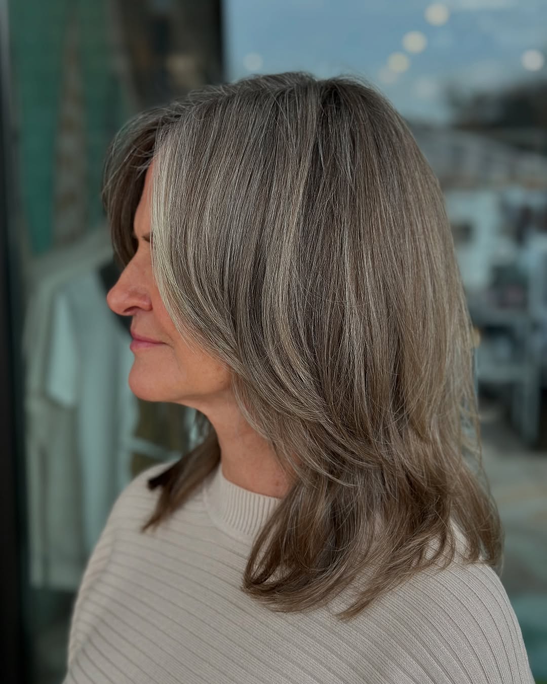 Shoulder-Length Layered Cut for Mature Ladies