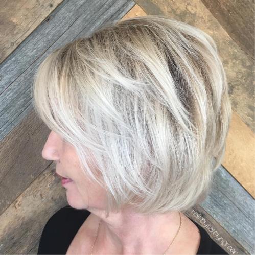 Chin-Length Layered Blonde Balayage Hair