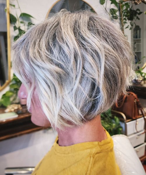 Short Choppy Stacked Bob for Gray Hair