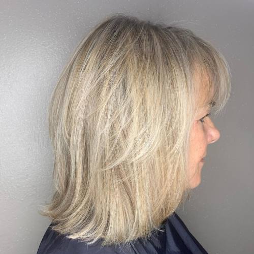 Over 60 Collarbone Shag with Wispy Bangs