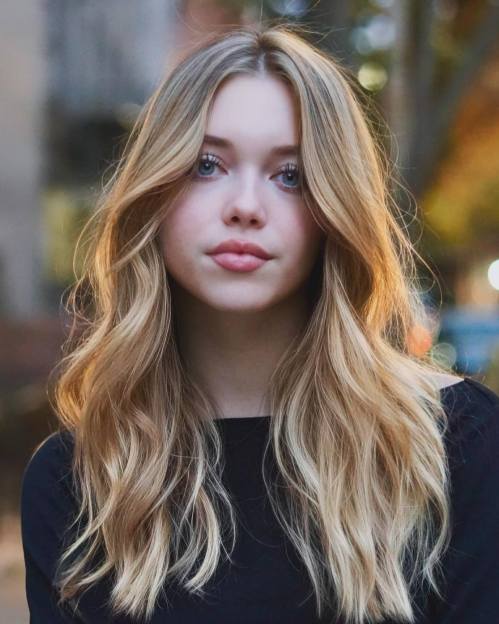 No Fuss Long Hairstyle for Chubby Faces