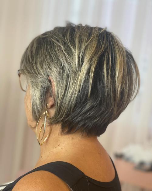 Choppy Charcoal Bixie With Blonde Highlights