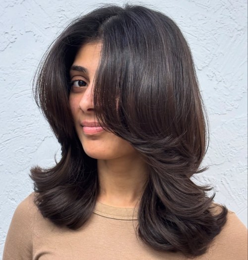 Shoulder Length Polished Butterfly Haircut