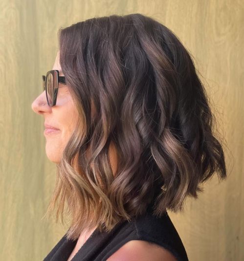 Inverted Curled Chocolate Blonde Lob