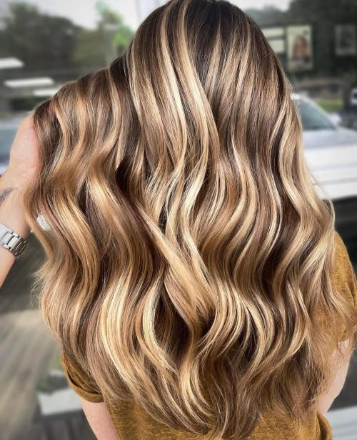 Glowing Bronde Balayage with Dark Underlayer