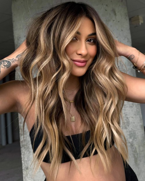 Luminous Blonde Streaks for Brown Hair