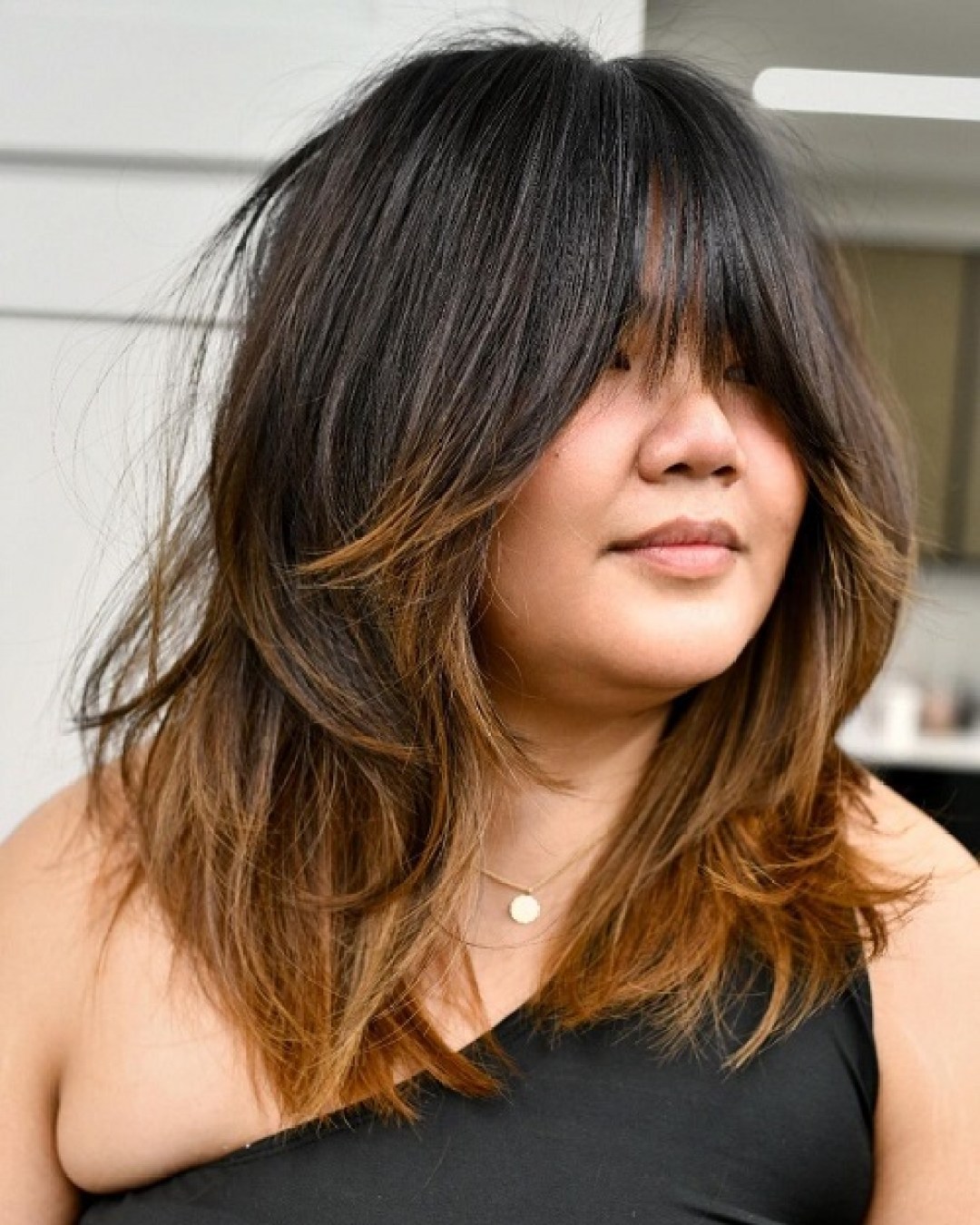 Medium Ombre Hair With Curtain Bangs
