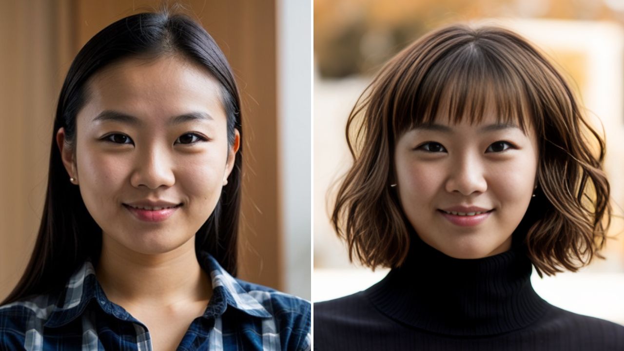 Asian Girl Wavy Hair and Bangs Filter